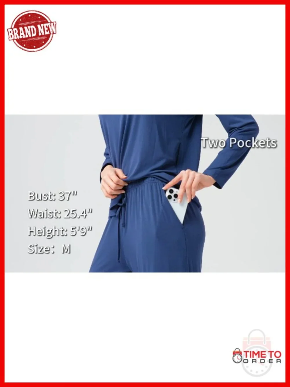 Henley Neck 2 Piece Pajama Set with Pockets